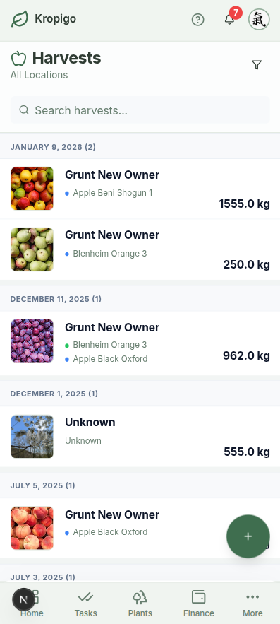 Simple Harvest Logging mobile